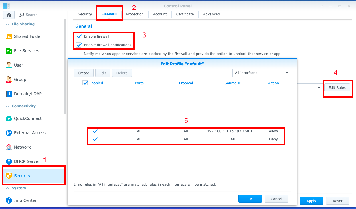 NAS firewall fundamental rules