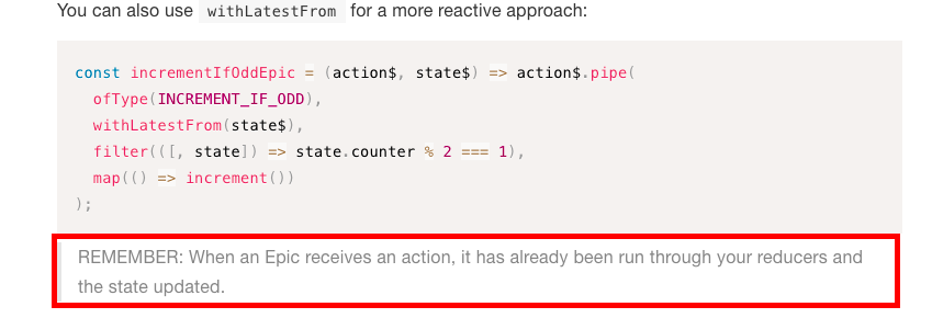 Excerpt statement from redux-observable official site